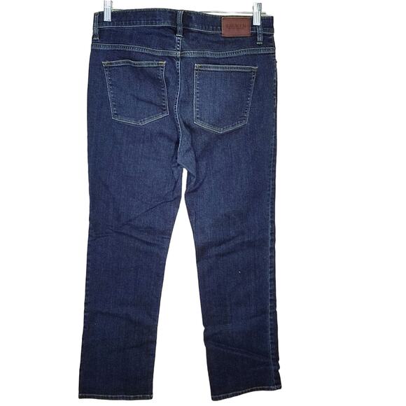 Lauren Ralph Lauren Straight Leg High Rise Denim Jeans Leather Logo Patch Sz 12 - Picture 4 of 11